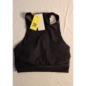 All In Motion Longline Sports Bra Women Large Removable Pads Keyhole Black